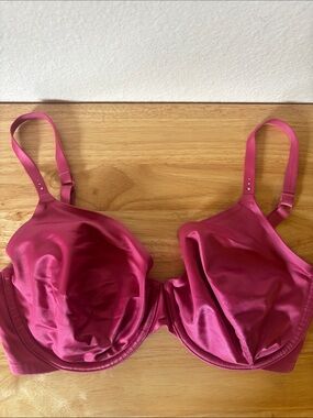 Victoria's Secret Unlined Full Coverage Raspberry Pink Satin Bra 34DD